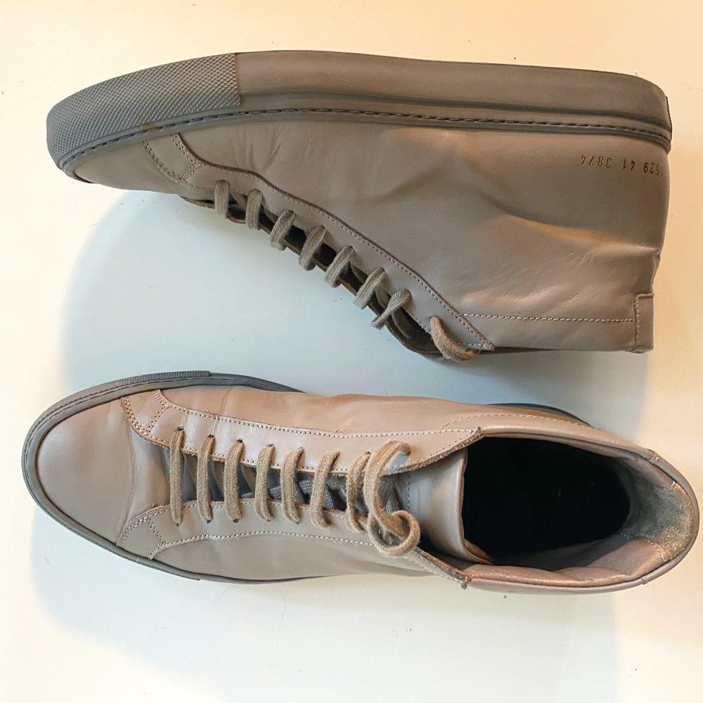 Common Projects Achillies Mid Grey Leather Sneaker
